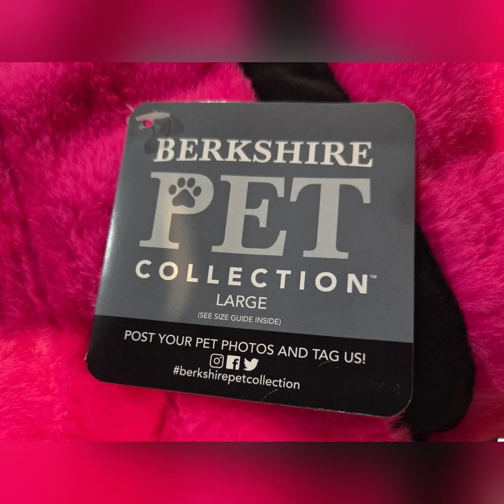 Berkshire - NEW Size Large Vibrant Pink & Black Faux Fur Pet Coat